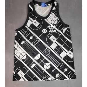 Adidas Tanks In Tracks Shirt Mens Large Black White Lightweight Stretch Mesh